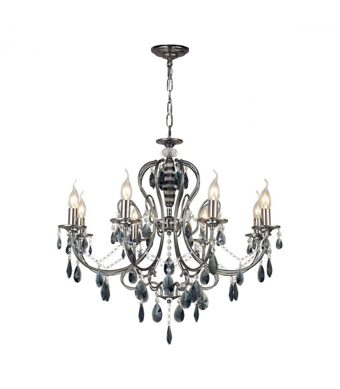 Clearance - Luna Crystal Ceiling 8 Light E14 Black Chrome/Crystal-1