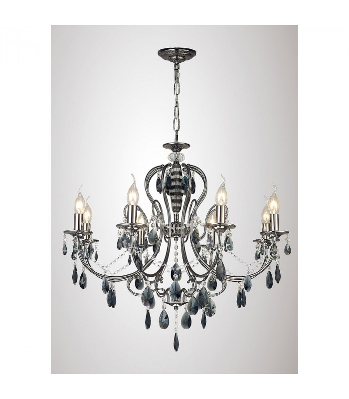 Clearance - Luna Crystal Ceiling 8 Light E14 Black Chrome/Crystal-2