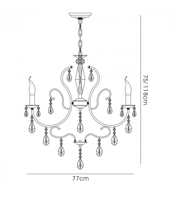 Clearance - Luna Crystal Ceiling 8 Light E14 Black Chrome/Crystal-6