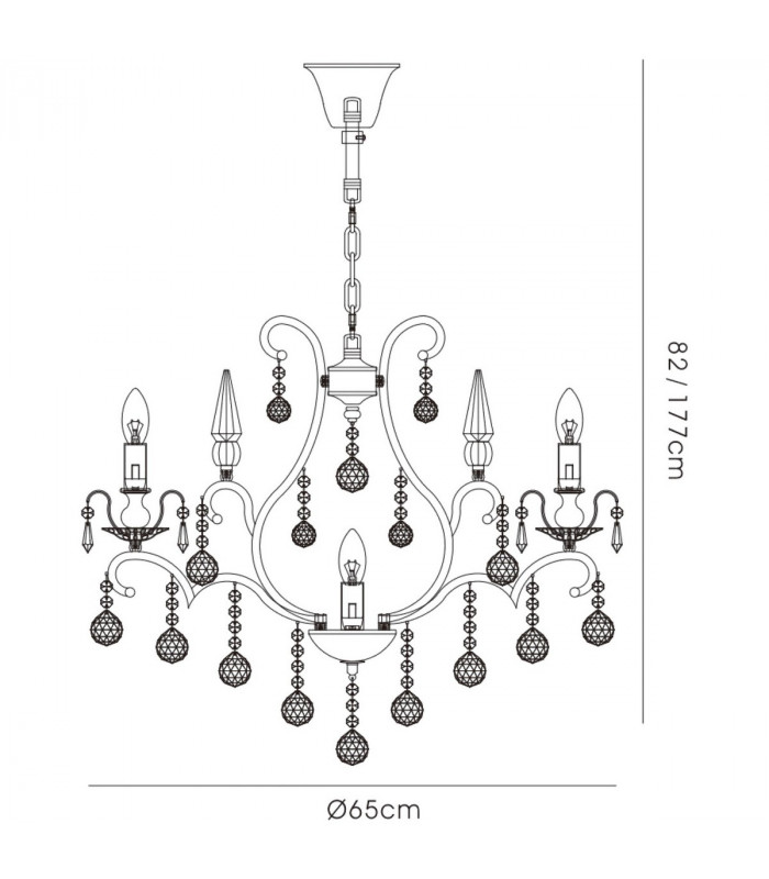 Clearance - Pescara Pendant Round 5 Light E14 Black Chrome/Crystal-4