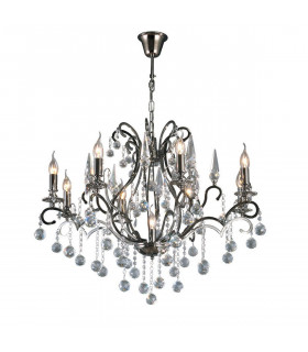 Clearance - Pescara Pendant Round 9 Light E14 Black Chrome/Crystal-1