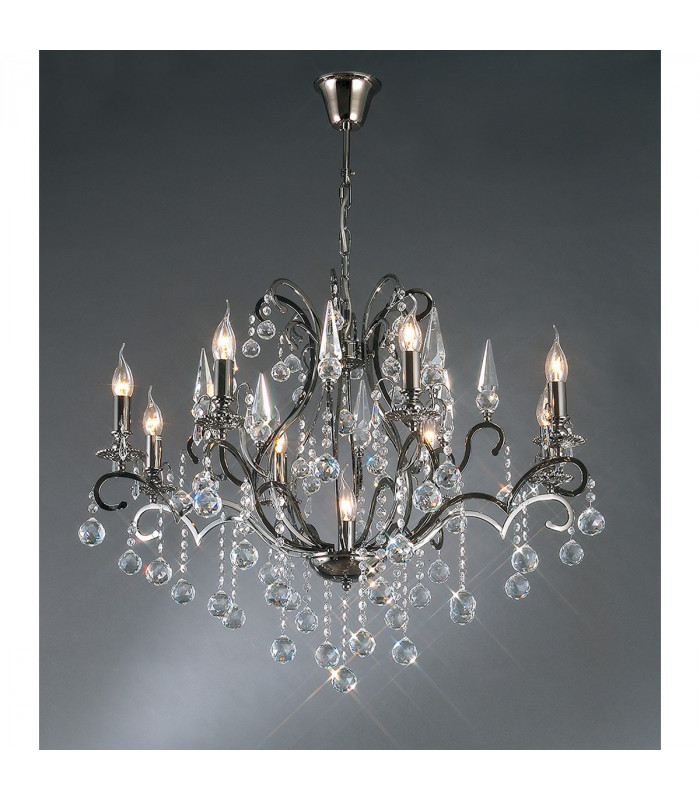 Clearance - Pescara Pendant Round 9 Light E14 Black Chrome/Crystal-2