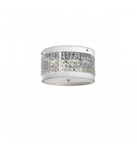 Clearance - Celsa Flush Ceiling 3 Light E14 Polished Chrome/White Faux Leather/Crystal-1