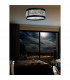 Clearance - Celsa Flush Ceiling 3 Light E14 Polished Chrome/White Faux Leather/Crystal-3