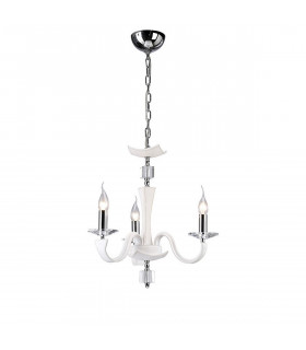 Clearance - Nardini Pendant 3 Light E14 Polished Chrome/White Faux Leather/Crystal-1