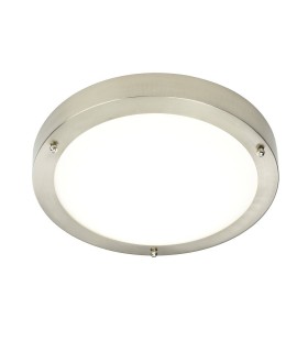 LED Bathroom Flush Ceiling Light Frosted Glass, Satin Nickel IP44 - 1