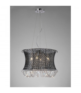 Clearance - Lanzo Pendant Round 4 Light E14 Black Chrome/Crystal-2