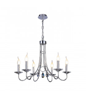 Clearance - Danya Pendant Round 6 Light E14 Polished Chrome/Crystal-1