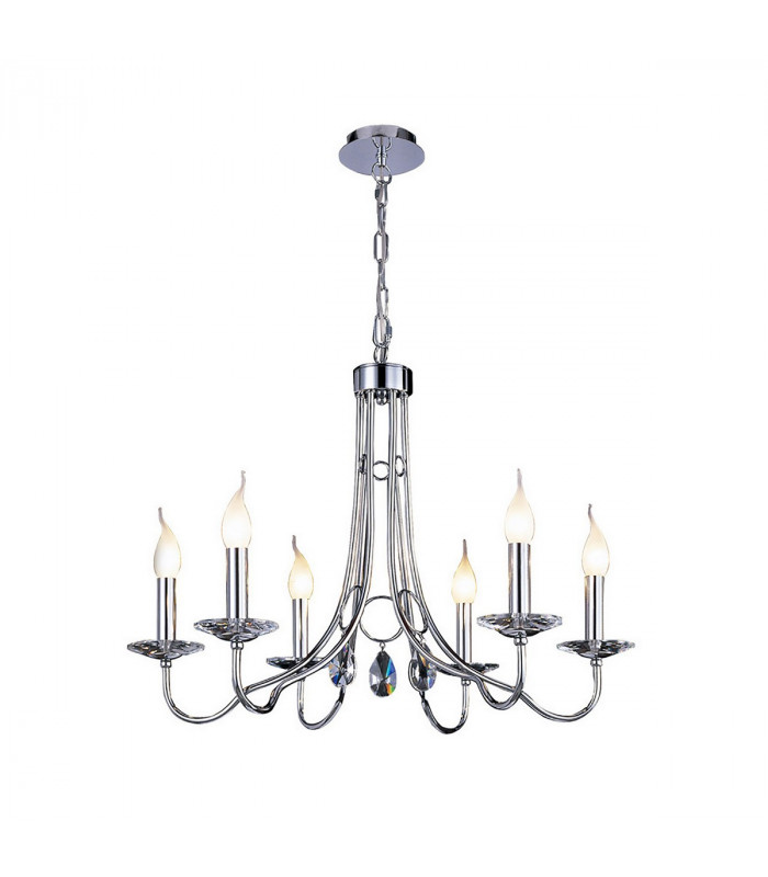 Clearance - Danya Pendant Round 6 Light E14 Polished Chrome/Crystal-1