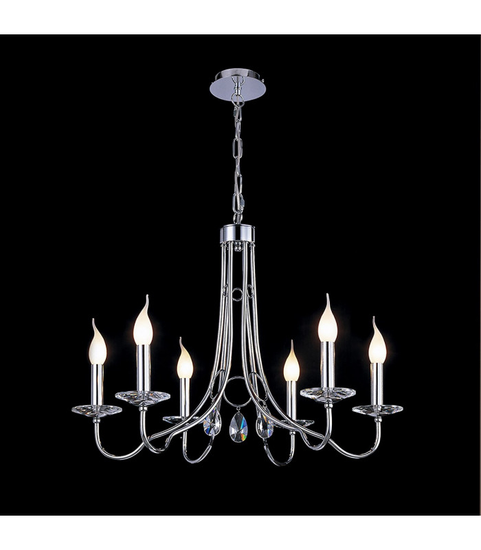 Clearance - Danya Pendant Round 6 Light E14 Polished Chrome/Crystal-2
