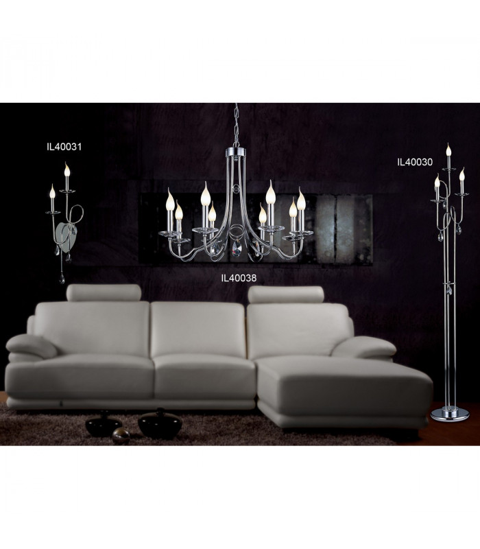 Clearance - Danya Pendant Round 6 Light E14 Polished Chrome/Crystal-3