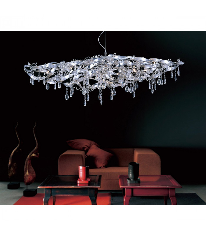 Clearance - Fusion Pendant Linear 10 Light G4 Polished Chrome/Crystal NOT LED/CFL Compatible-3