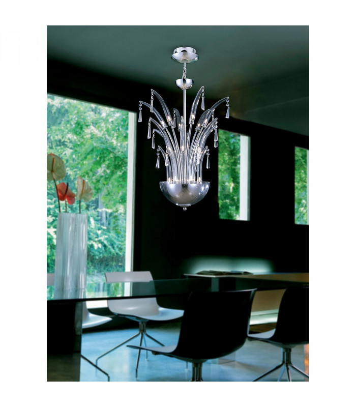 Clearance - Jasper Pendant Round 12 Light G4 Polished Chrome/Crystal NOT LED/CFL Compatible-3