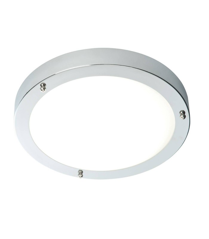 LED Bathroom Flush Ceiling Light Chrome, Frosted Glass IP44 - 1