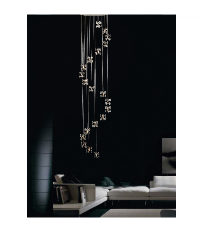 Clearance - Nico Pendant 20 Light G4 Polished Chrome/Crystal-3