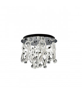 Clearance - Class Flush Ceiling Round 10 Light G4 Polished Chrome/White Glass/Crystal NOT LED/CFL Compatible-1