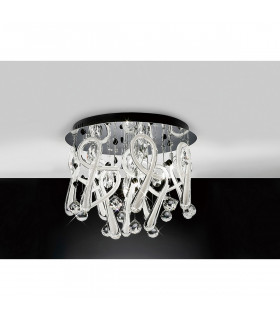 Clearance - Class Flush Ceiling Round 10 Light G4 Polished Chrome/White Glass/Crystal NOT LED/CFL Compatible-2