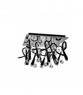 Clearance - Class Flush Ceiling Square 10 Light G4 Polished Chrome/Black Glass/Crystal-1