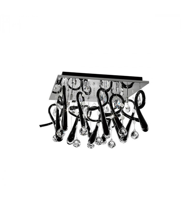 Clearance - Class Flush Ceiling Square 10 Light G4 Polished Chrome/Black Glass/Crystal-1