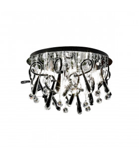 Clearance - Class Flush Ceiling Round 20 Light G4 Polished Chrome/Black Glass/Crystal-1