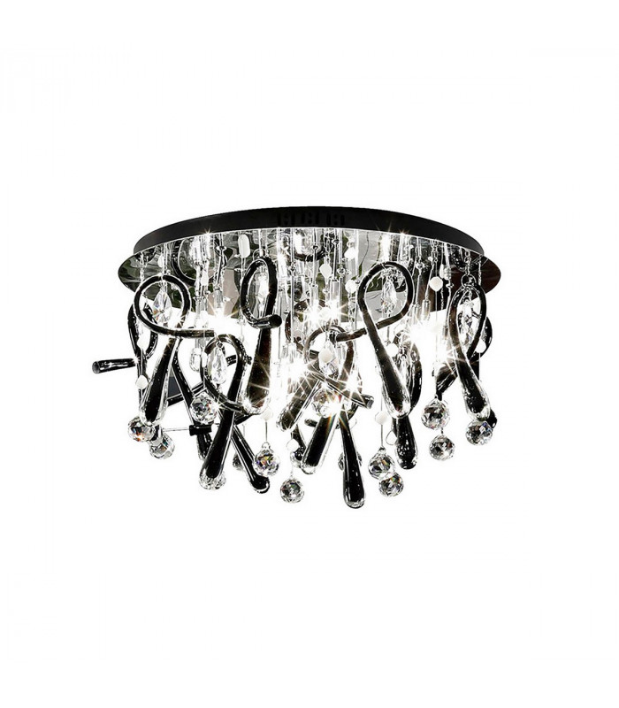 Clearance - Class Flush Ceiling Round 20 Light G4 Polished Chrome/Black Glass/Crystal-1