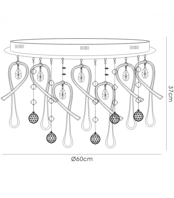 Clearance - Class Flush Ceiling Round 20 Light G4 Polished Chrome/Black Glass/Crystal-6