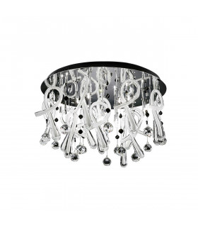 Clearance - Class Flush Ceiling Round 20 Light G4 Polished Chrome/White Glass/Crystal NOT LED/CFL Compatible-1