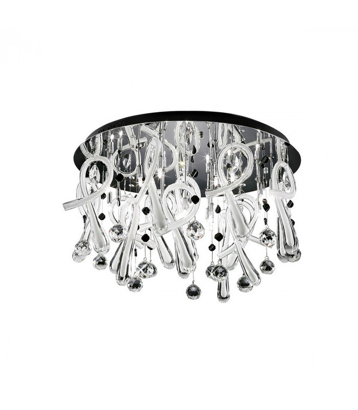Clearance - Class Flush Ceiling Round 20 Light G4 Polished Chrome/White Glass/Crystal NOT LED/CFL Compatible-1