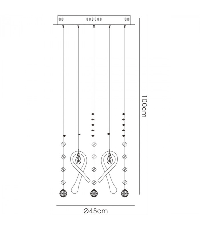 Clearance - Class Pendant Round 10 Light G4 Polished Chrome/Black Glass/Crystal NOT LED/CFL Compatible-5