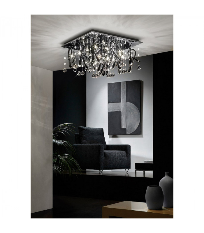 Clearance - Class Pendant Round 10 Light G4 Polished Chrome/White Glass/Crystal NOT LED/CFL Compatible-4