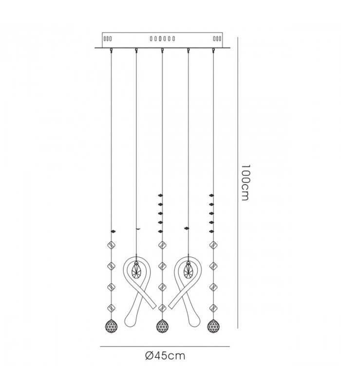 Clearance - Class Pendant Round 10 Light G4 Polished Chrome/White Glass/Crystal NOT LED/CFL Compatible-5