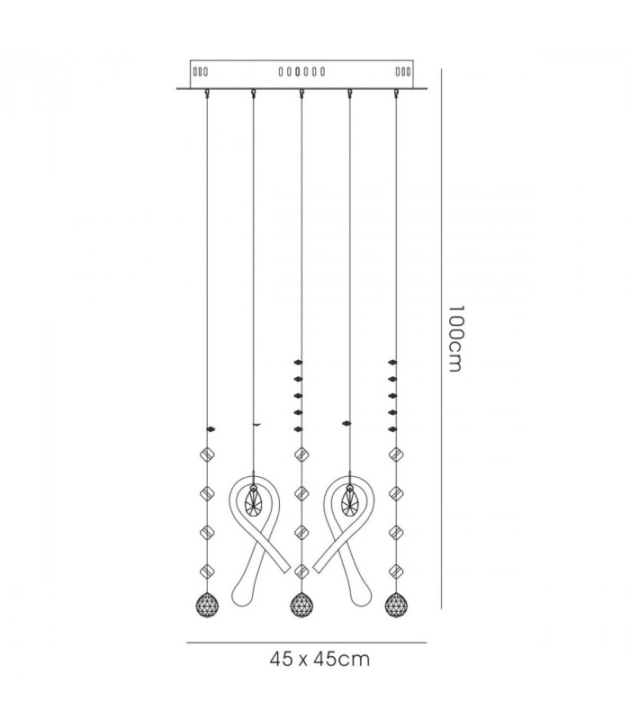 Clearance - Class Pendant Square 10 Light G4 Polished Chrome/Black Glass/Crystal NOT LED/CFL Compatible-4