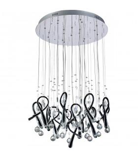 Clearance - Class Pendant Round 20 Light G4 Polished Chrome/Black Glass/Crystal NOT LED/CFL Compatible-1