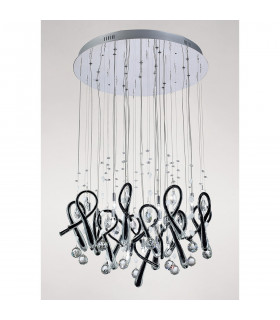 Clearance - Class Pendant Round 20 Light G4 Polished Chrome/Black Glass/Crystal NOT LED/CFL Compatible-2