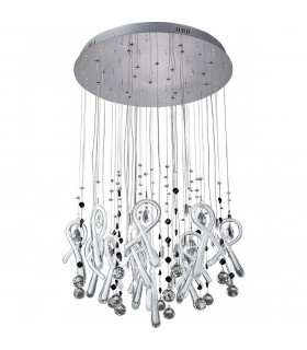 Clearance - Class Pendant Round 20 Light G4 Polished Chrome/White Glass/Crystal NOT LED/CFL Compatible-1