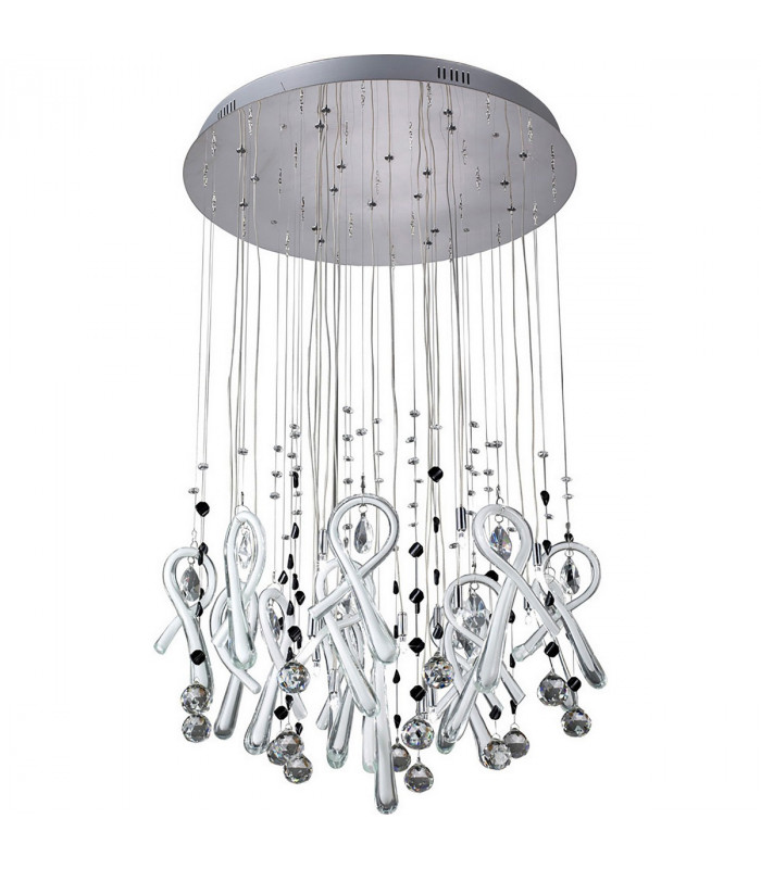 Clearance - Class Pendant Round 20 Light G4 Polished Chrome/White Glass/Crystal NOT LED/CFL Compatible-1