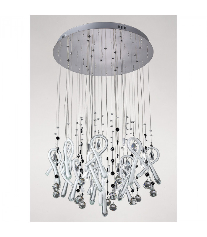 Clearance - Class Pendant Round 20 Light G4 Polished Chrome/White Glass/Crystal NOT LED/CFL Compatible-2