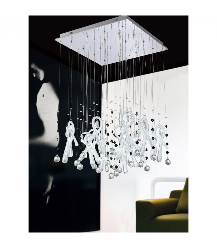 Clearance - Class Pendant Round 20 Light G4 Polished Chrome/White Glass/Crystal NOT LED/CFL Compatible-5