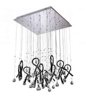 Clearance - Class Pendant Square 20 Light G4 Polished Chrome/Black Glass/Crystal NOT LED/CFL Compatible-1