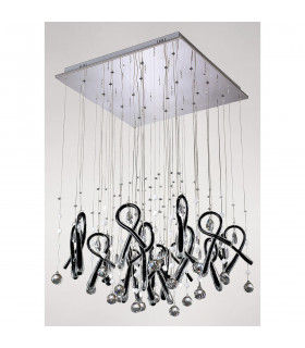 Clearance - Class Pendant Square 20 Light G4 Polished Chrome/Black Glass/Crystal NOT LED/CFL Compatible-2