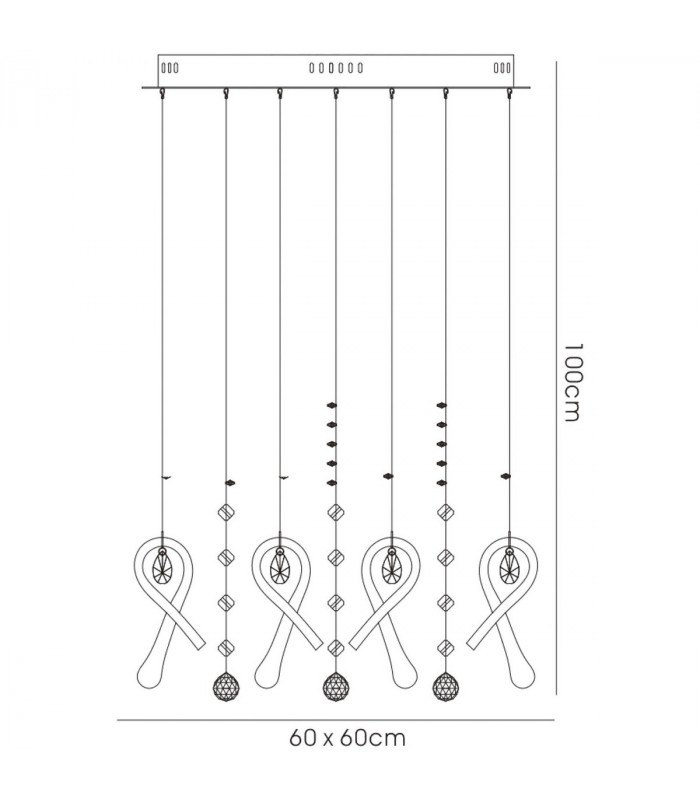 Clearance - Class Pendant Square 20 Light G4 Polished Chrome/Black Glass/Crystal NOT LED/CFL Compatible-6
