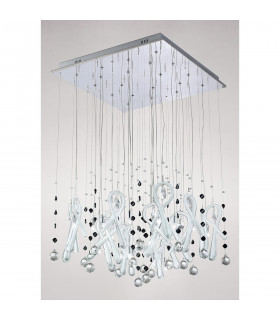 Clearance - Class Pendant Square 20 Light G4 Polished Chrome/White Glass/Crystal NOT LED/CFL Compatible-2