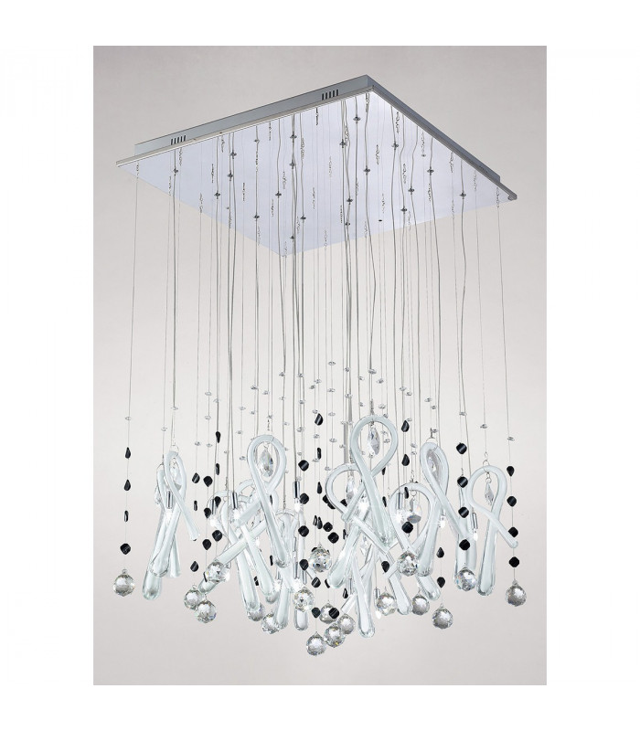 Clearance - Class Pendant Square 20 Light G4 Polished Chrome/White Glass/Crystal NOT LED/CFL Compatible-2