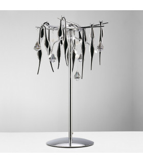 Clearance - Cygnet Table Lamp 6 Light G4 Polished Chrome/Black Glass/Crystal NOT LED/CFL Compatible-2