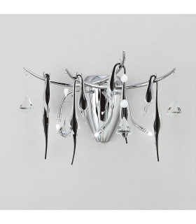 Clearance - Cygnet Wall Lamp 3 Light G4 Polished Chrome/Black Glass/Crystal NOT LED/CFL Compatible-2