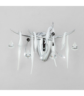 Clearance - Cygnet Wall Lamp 3 Light G4 Polished Chrome/White Glass/Crystal NOT LED/CFL Compatible-2