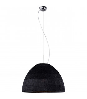 Clearance - Domo Pendant 3 Light E27 Polished Chrome/Black Fabric Shade-1