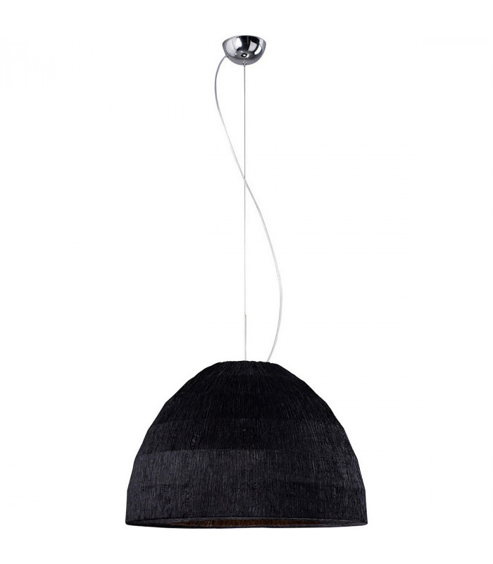 Clearance - Domo Pendant 3 Light E27 Polished Chrome/Black Fabric Shade-1