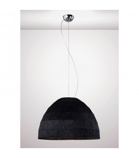 Clearance - Domo Pendant 3 Light E27 Polished Chrome/Black Fabric Shade-2