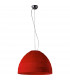 Clearance - Domo Pendant 3 Light E27 Polished Chrome/Red Fabric Shade-1